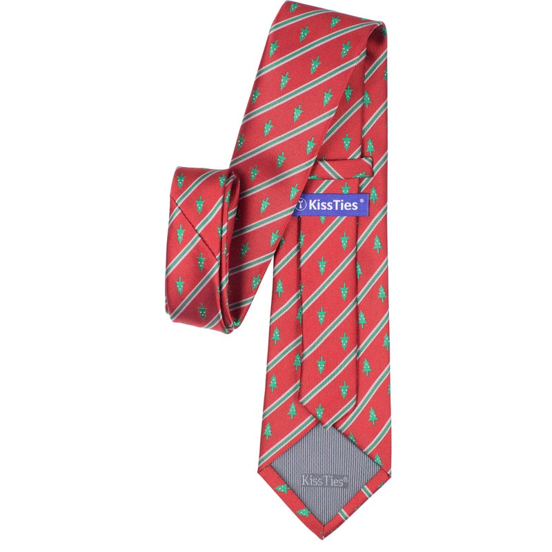 KissTies Mens Christmas Tie Xmas Tree Necktie Red Holiday Season Ties - Image 4